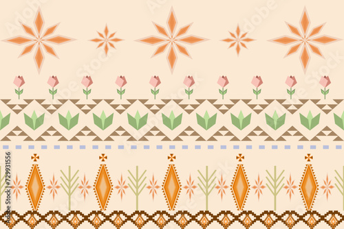 Ethnic bohemian geometric pastel seamless pattern. Native boho oriental style design for fabric, clothing, wallpaper, printing, embroidery, ornament, element, fashion, texture, textiles 