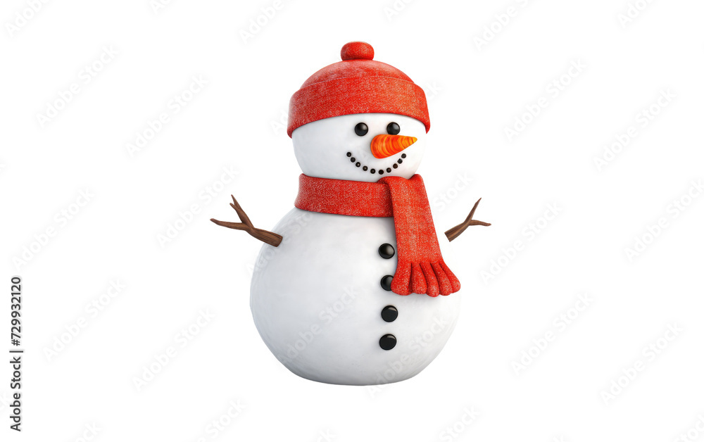 A Snowman Dons a Cute Cap and Muffler, Braving the Winter Chill in Style on a White or Clear Surface PNG Transparent Background.