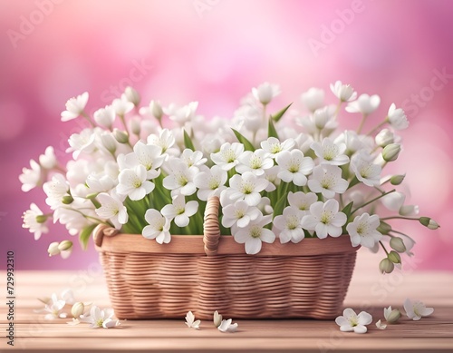 bouquet of flowers in a basket