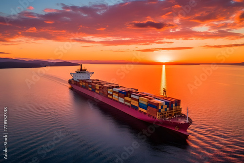 Ship with contrail in the o...