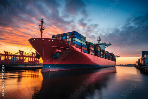 Ship with contrail in the o...