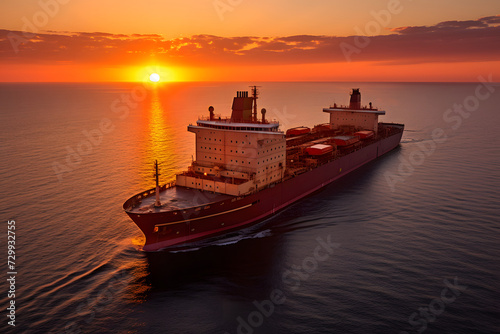 Ship with contrail in the o...
