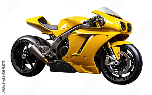 Become the Flash of the Streets with a Heavy Super Bike in Lively Yellow on a White or Clear Surface PNG Transparent Background.