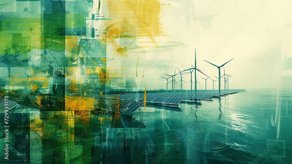 Renewable Energy Fusion: Solar & Wind Art Collage

