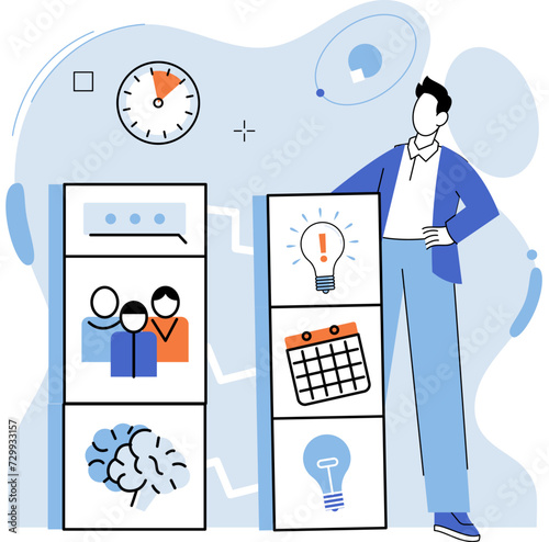 Business development. Vector illustration. Job seekers explore various career paths and opportunities Business Concept illustrations convey powerful messages and stories effectively Gender equality