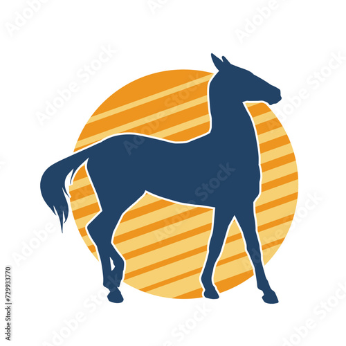 Silhouette of a horse running. Silhouette of a running stallion. 