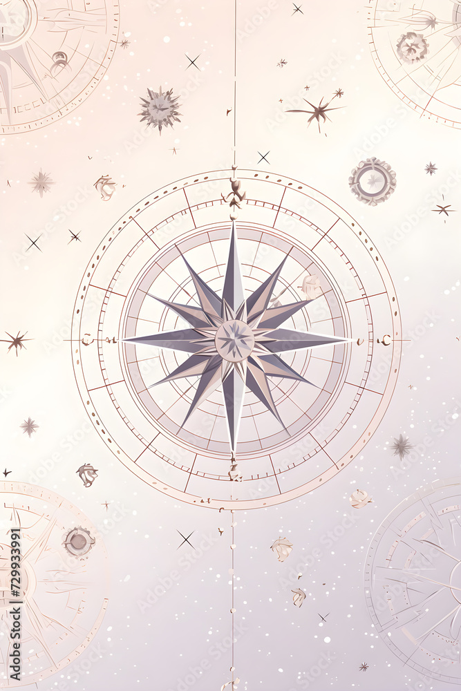 Astrological zodiac signs inside of horoscope, illustration background.