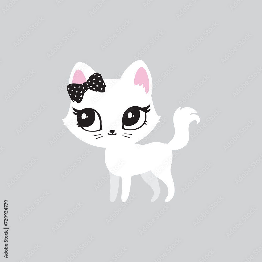 Illustration of cute cat, kitten. Baby, child, cute portrait. Little face, little animal, pet. White character, black graphic. Stickers, wall art, kids room decoration, cutie full face, small kitty Illustration of cute cat, kitten. Baby, child, cute portrait. Little face, little animal, pet. White character, black graphic. Stickers, wall art, kids room decoration, cutie full face, small kitty