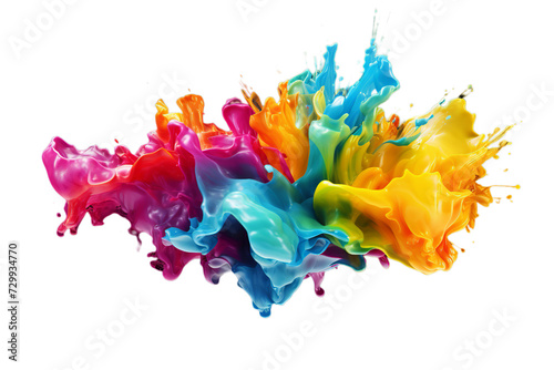 A beatiful abstrack color explosion, Isolated on transparent PNG background, Generative ai photo