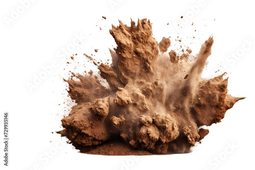 illustration of dry soil explosion, Isolated on transparent PNG background, Generative ai