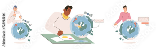 Earth care. Vector illustration. Individual responsibility is key in creating awareness about environmental issues Protecting Earth is duty we owe to ourselves and future generations Environmental