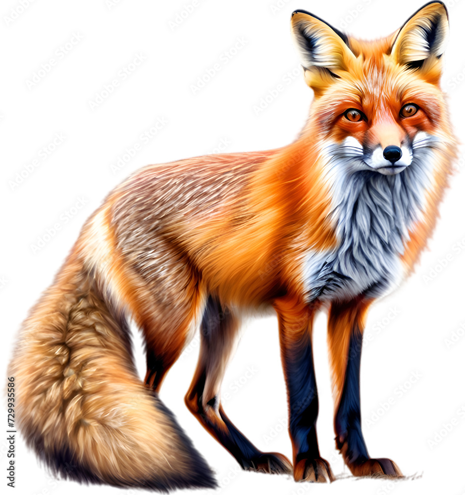 Fototapeta premium Red Fox, Close-up colored-pencil sketch of Red Fox, Vulpes vulpes.