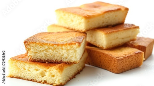 slices of cake on a white background