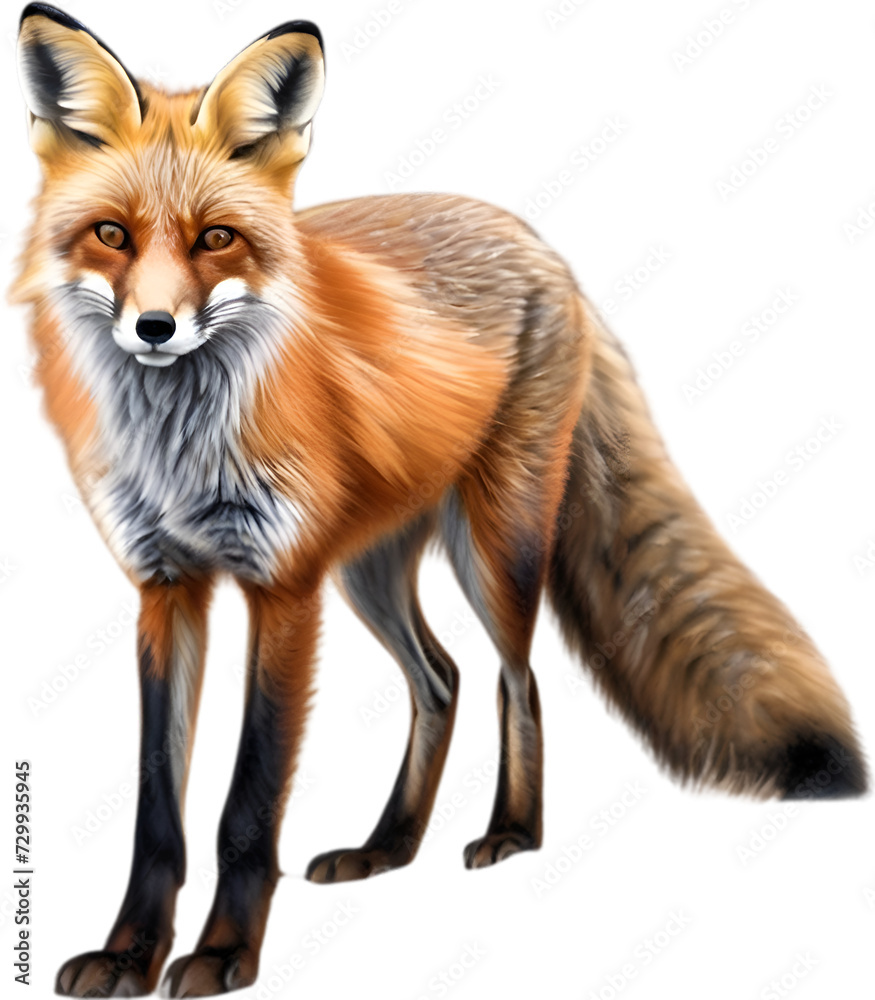 Fototapeta premium Red Fox, Close-up colored-pencil sketch of Red Fox, Vulpes vulpes.