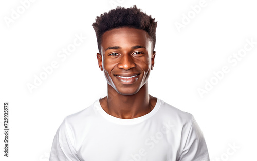The Pure Happiness of a Young Black Man Emanating from His Smile on a White or Clear Surface PNG Transparent Background.