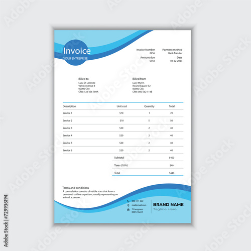 Printable Invoice Layout design.