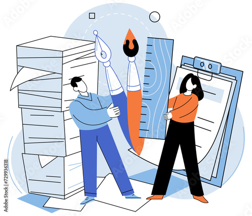 Paperwork. Vector illustration. There is heavy workload includes handling lot paperwork The deadline for task is approaching quickly The individual is always busy with paperwork and other job