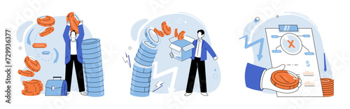 Paperwork. Vector illustration. Managing finance involves organizing and handling various documents The career path involves significant paperwork and document-related tasks The paperwork overload