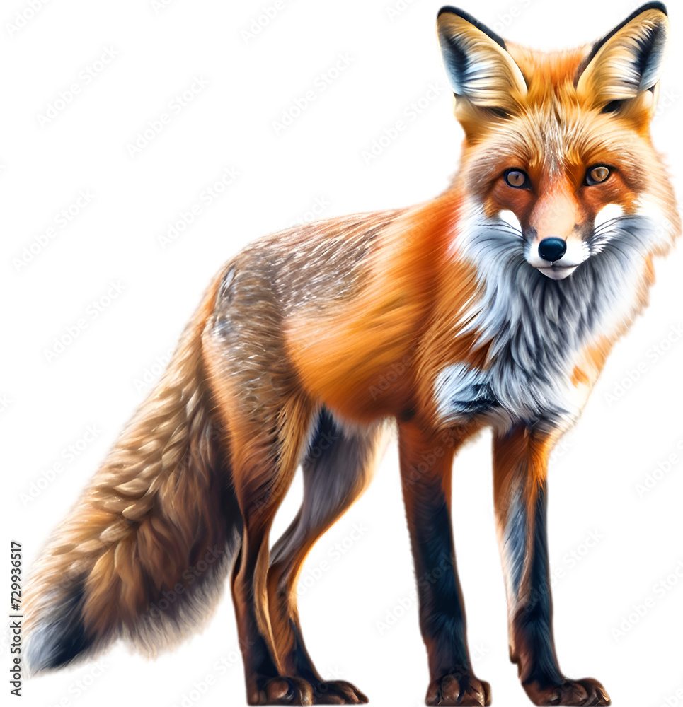 Fototapeta premium Red Fox, Close-up colored-pencil sketch of Red Fox, Vulpes vulpes.