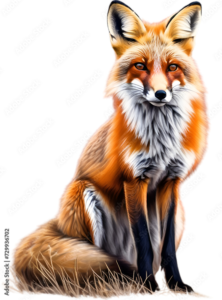 Obraz premium Red Fox, Close-up colored-pencil sketch of Red Fox, Vulpes vulpes.