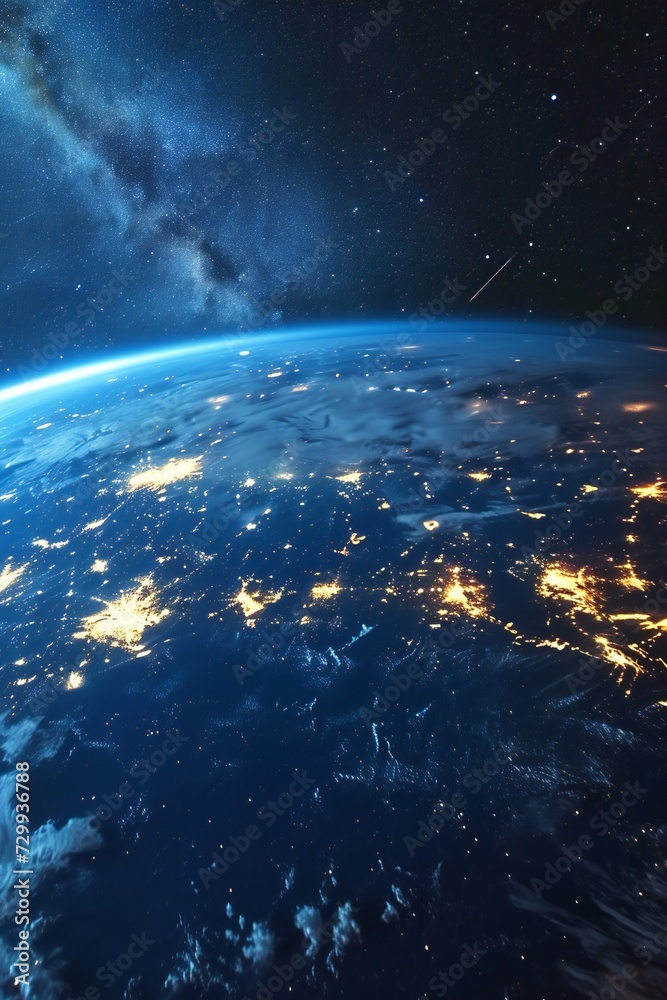 Fototapeta premium Amazing beautiful blue planet Earth with bright colours shining