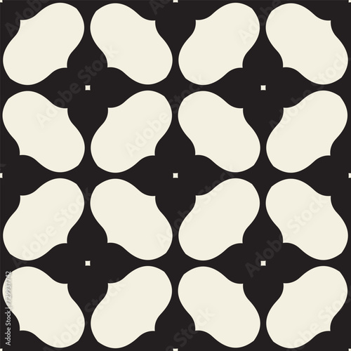 Vector seamless pattern. Modern stylish texture. Composition from regularly repeating geometrical element. Monochrome, simple. Vector illustrations. Black and white pattern.
