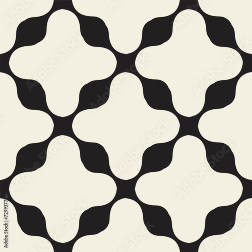 Vector seamless pattern. Modern stylish texture. Composition from regularly repeating geometrical element. Monochrome, simple. Vector illustrations. Black and white pattern.
