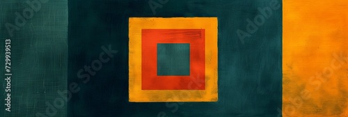 Painted the Squares in Dark Teal and Dark Orange - Retro Visuals with Aerial Abstractions in Dark Yellow and Light Red - Minimalism Squares Art Group Background created with Generative AI Technology © Sentoriak