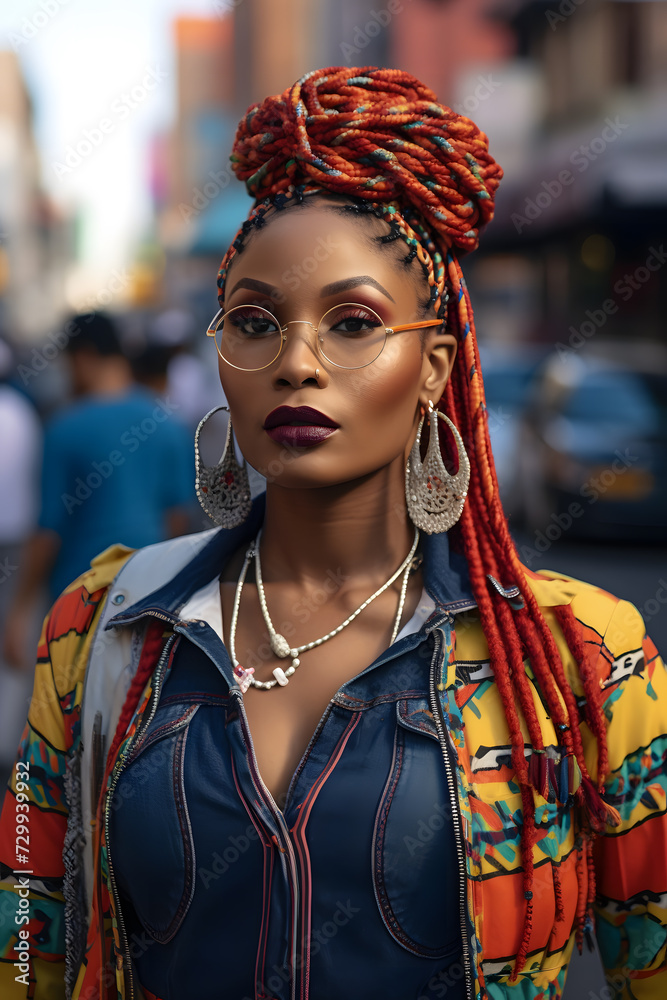 Black woman with glasses and colorful braids
