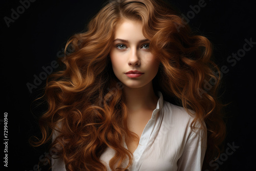 Beauty portrait of a woman with long healthy hair, hair care concept