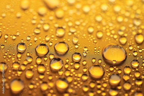 Water drops on a shimmering golden background.