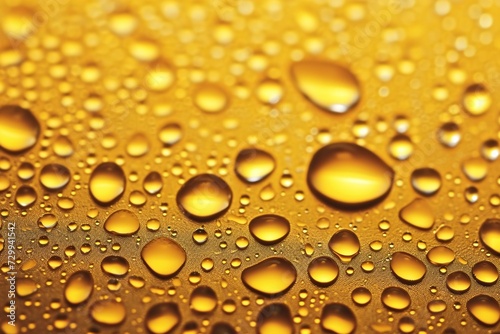 Water drops on a shimmering golden background.