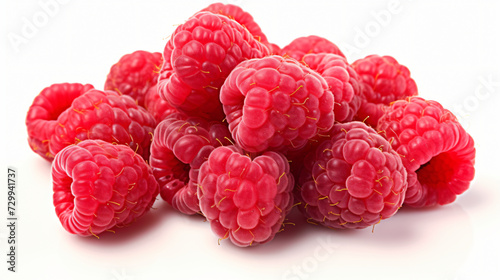 Close-up of beautiful fresh ripe raspberries isolated on white background