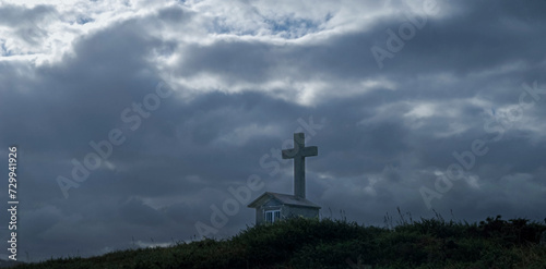 Huge cross in a hermitage of the Galician coast in Espasante (Ortigueira, Spain). photo