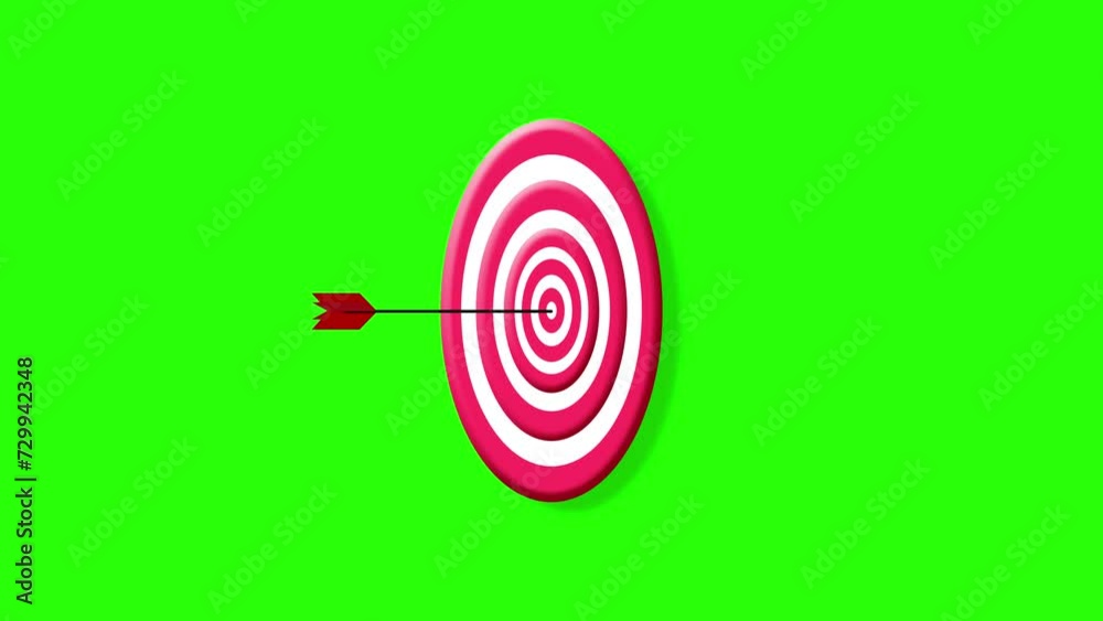 on target arrow animation of arrows being thrown into the target board game animation on dart green screen alpha looping