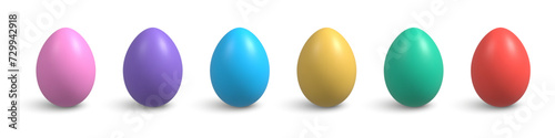 3d realistic Easter egg set. Colorful eggs icon collection