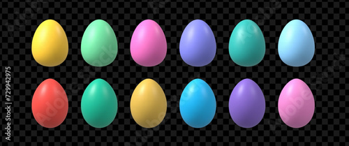 3d realistic Easter egg set. Colorful eggs icon collection