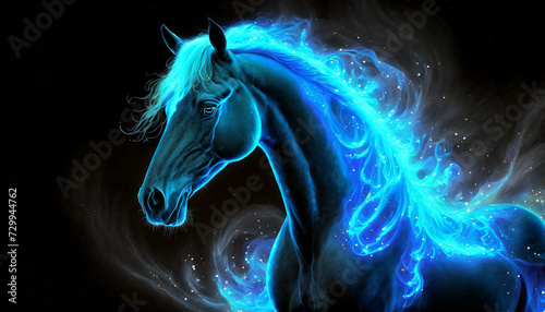 blue horse in the night