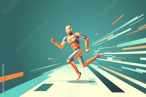 Illustrations of a man running. Fast internet concept.