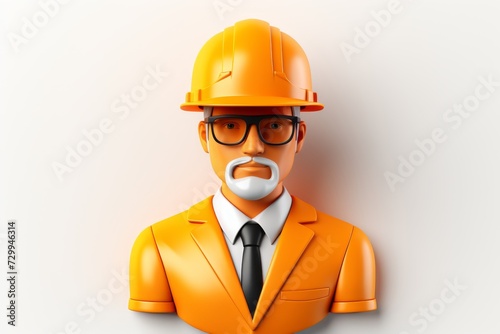 Smiling engineer wearing a helmet in a business suit, representing success in the construction industry