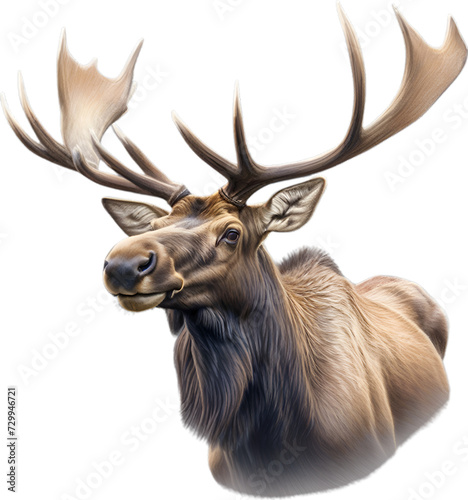 Moose, Close-up colored-pencil sketch of Elk (Moose), Alces alces. photo
