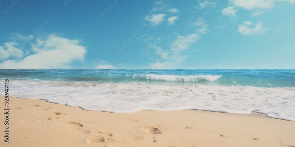 Beach background with blue sea and sand