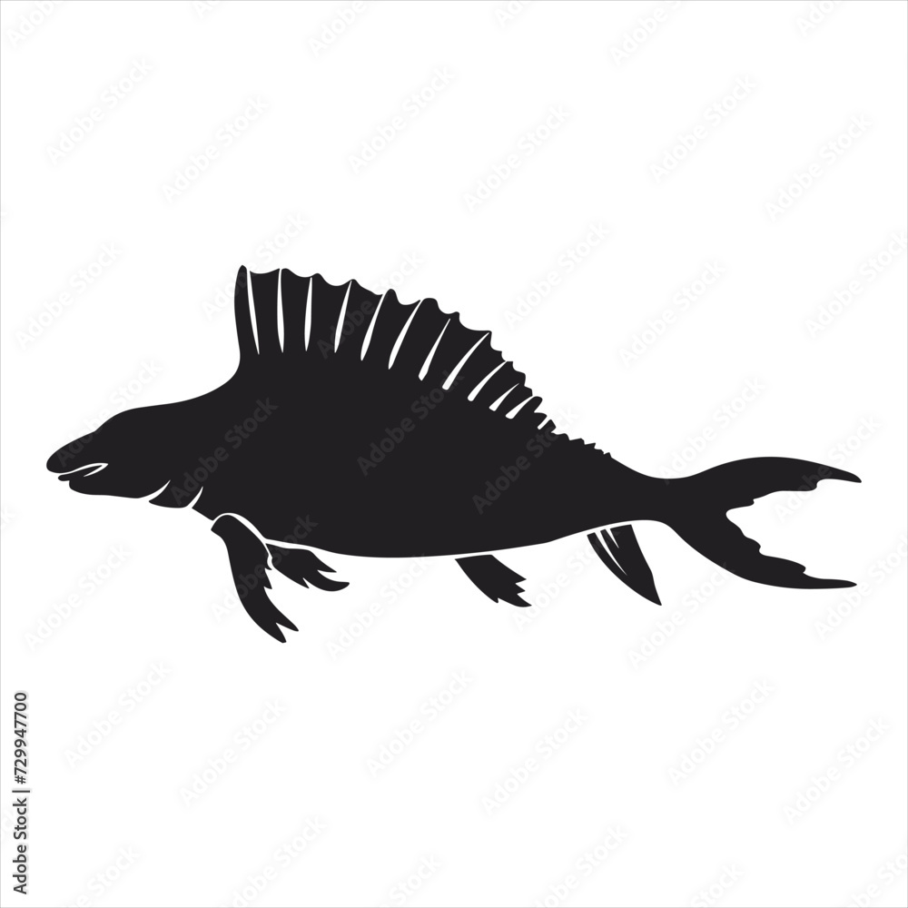 black silhouette of a Vertebrate with thick outline side view isolated