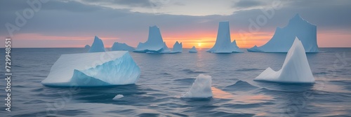 Iceberg and sunset realistic shot © Guddah