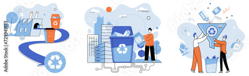 Waste disposal. Vector illustration. Safety measures ensure waste disposal is conducted in responsible and secure manner Waste disposal is resource-intensive process, highlighting importance