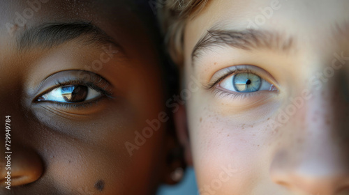 Close-up of a female and male student's faces