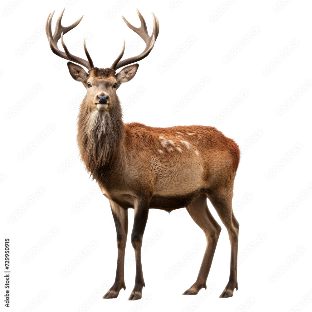 Side view Red deer, animal isolated on transpalate background Side view Red deer, animal isolated on transpalate background
