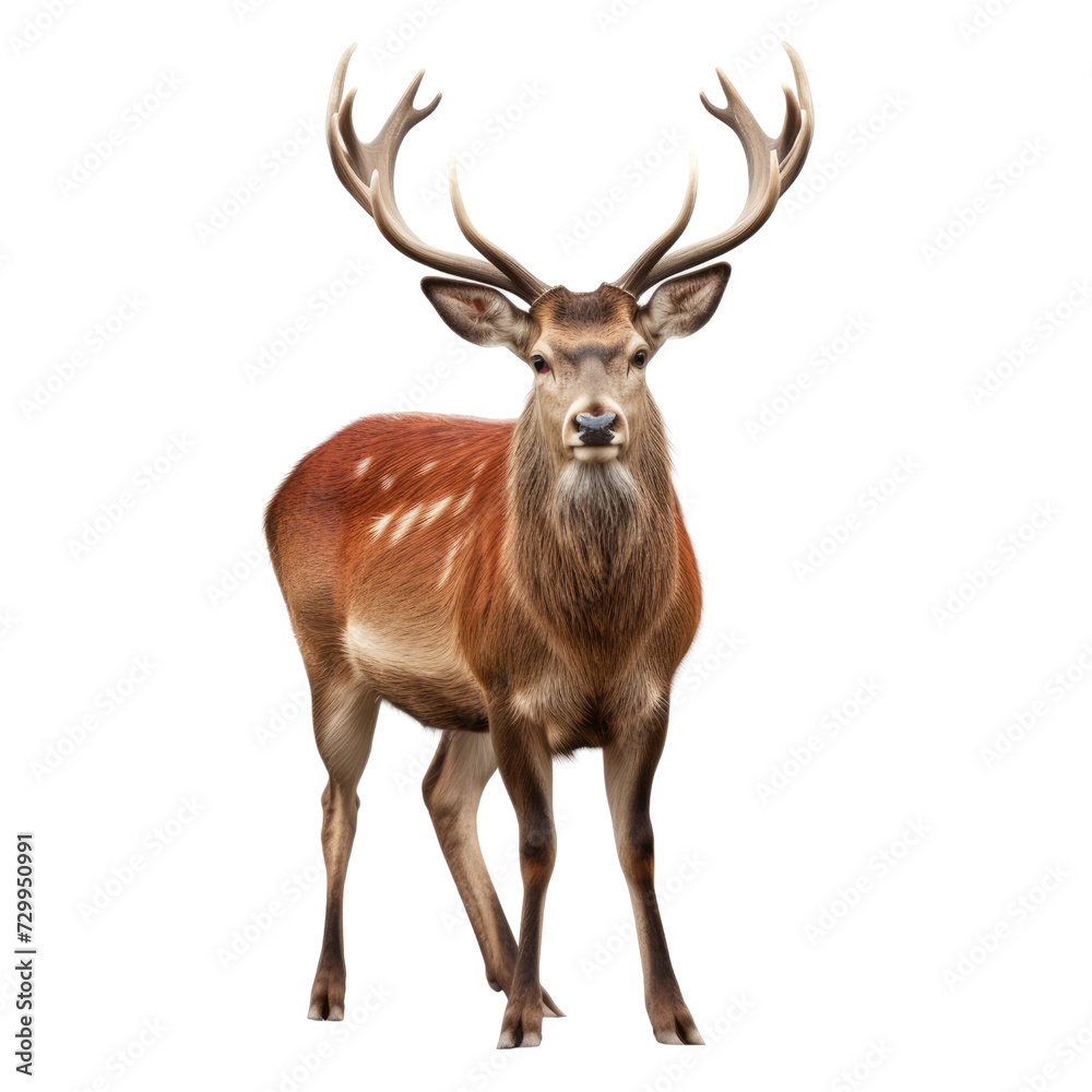 Side view Red deer, animal isolated on transpalate background Side view Red deer, animal isolated on transpalate background