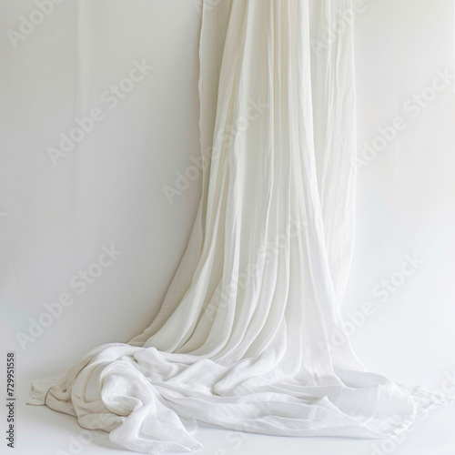 Elegant white linen cloth against a clean white backdrop © Venka