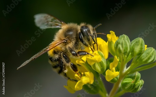 White tailed bumble bee exploring a rapeseed flower